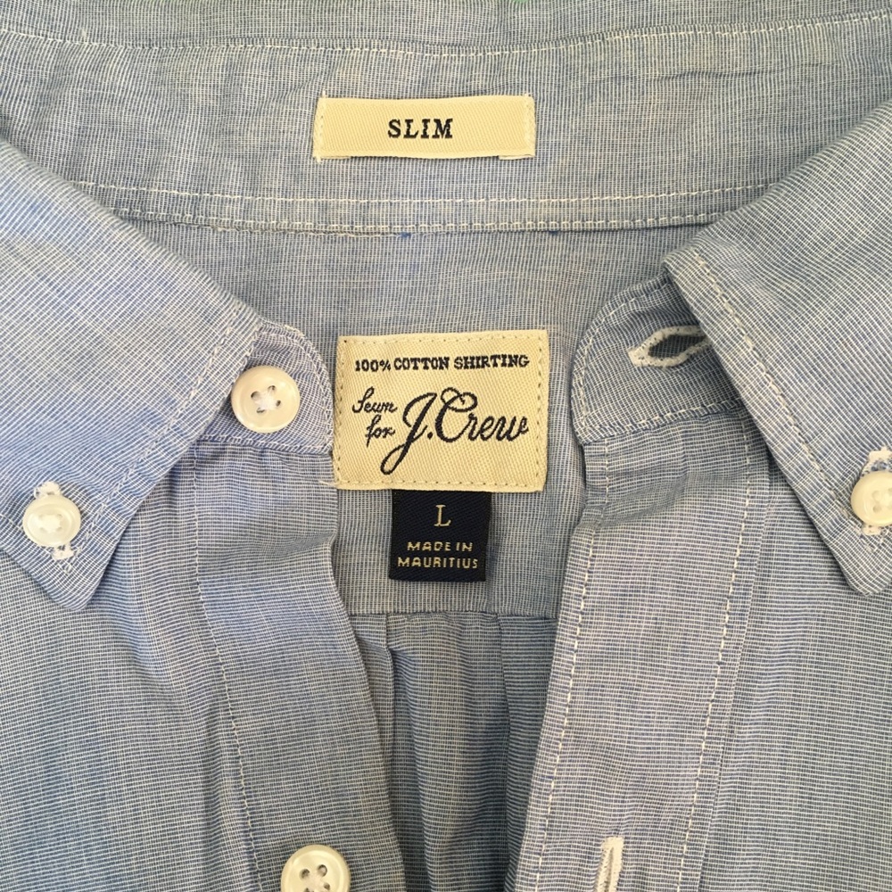 J Crew slim large blue button down. Worn once.